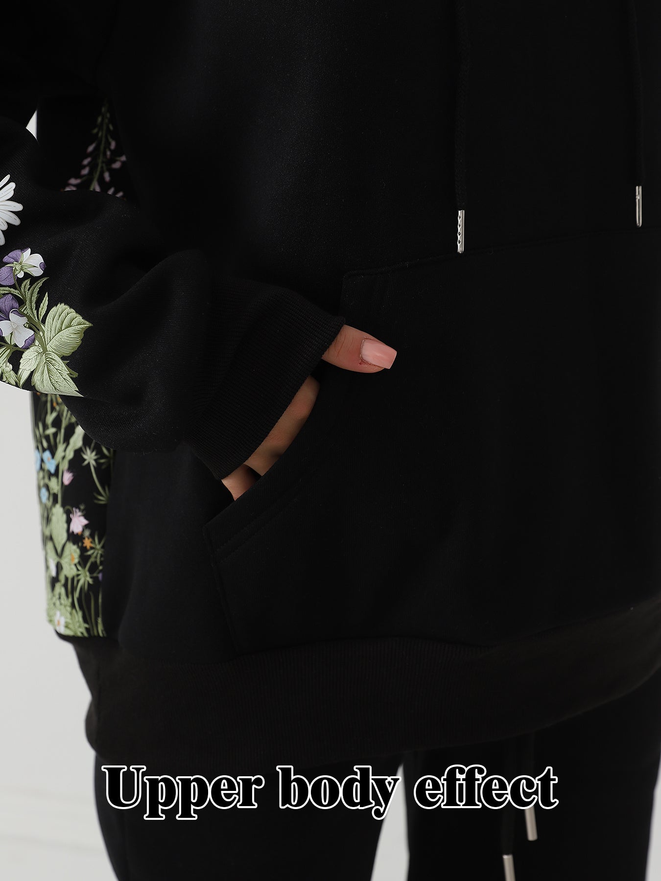 Women’s Solid Color Floral Print Hoodie | Outerwear & Jackets - KOZHIKO