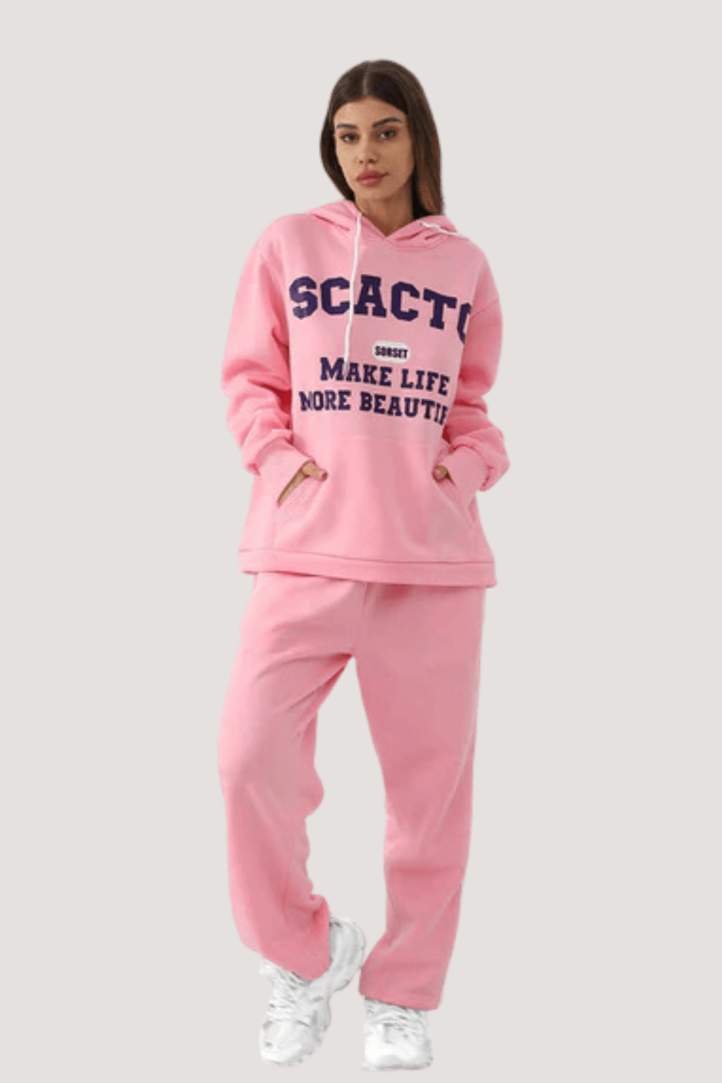 Casual Hoodie & Sweatpants Set for Women – Printed Top with Drawstring Joggers | Outfit & Sets - KOZHIKO