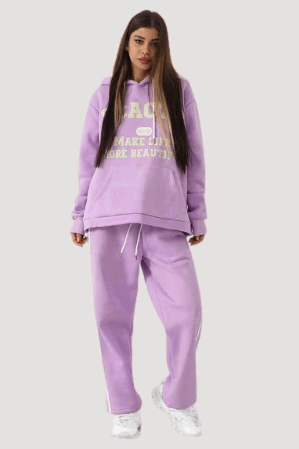 Casual Hoodie & Sweatpants Set for Women – Printed Top with Drawstring Joggers | Outfit & Sets - KOZHIKO