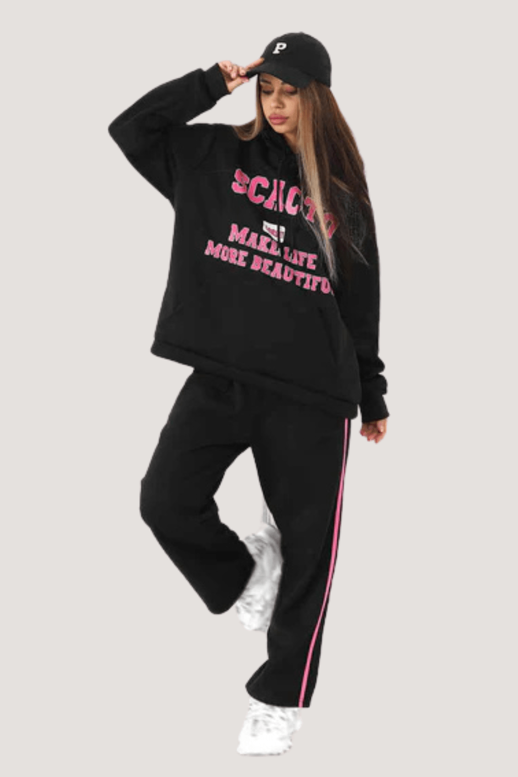 Casual Hoodie & Sweatpants Set for Women – Printed Top with Drawstring Joggers | Outfit & Sets - KOZHIKO