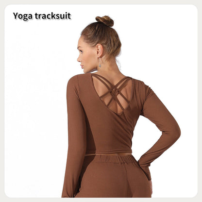 Cross - Back Ribbed Long Sleeve Bodysuit for Women | Outfit & Sets - KOZHIKO