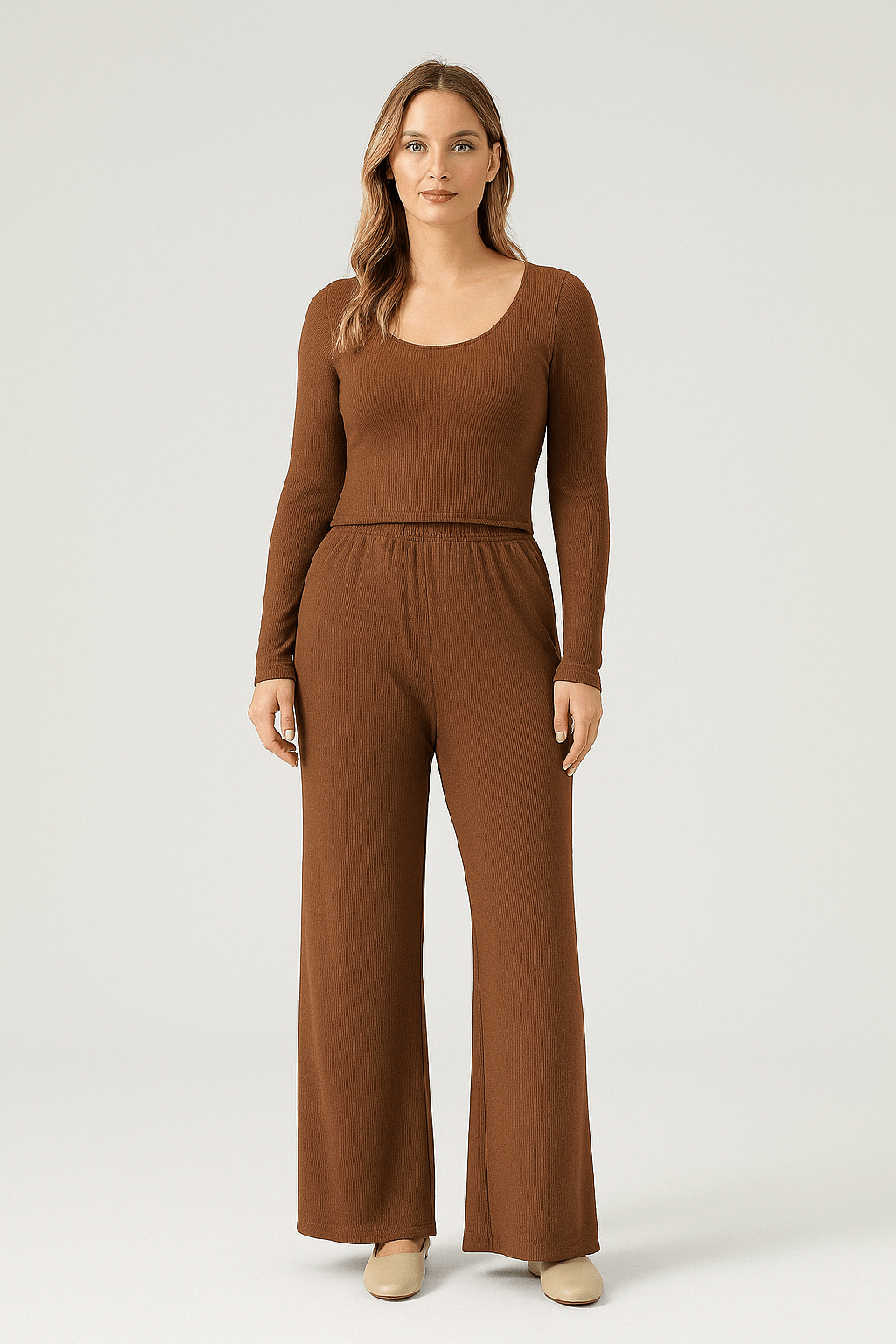 Cross - Back Ribbed Long Sleeve Bodysuit for Women | Outfit & Sets - KOZHIKO