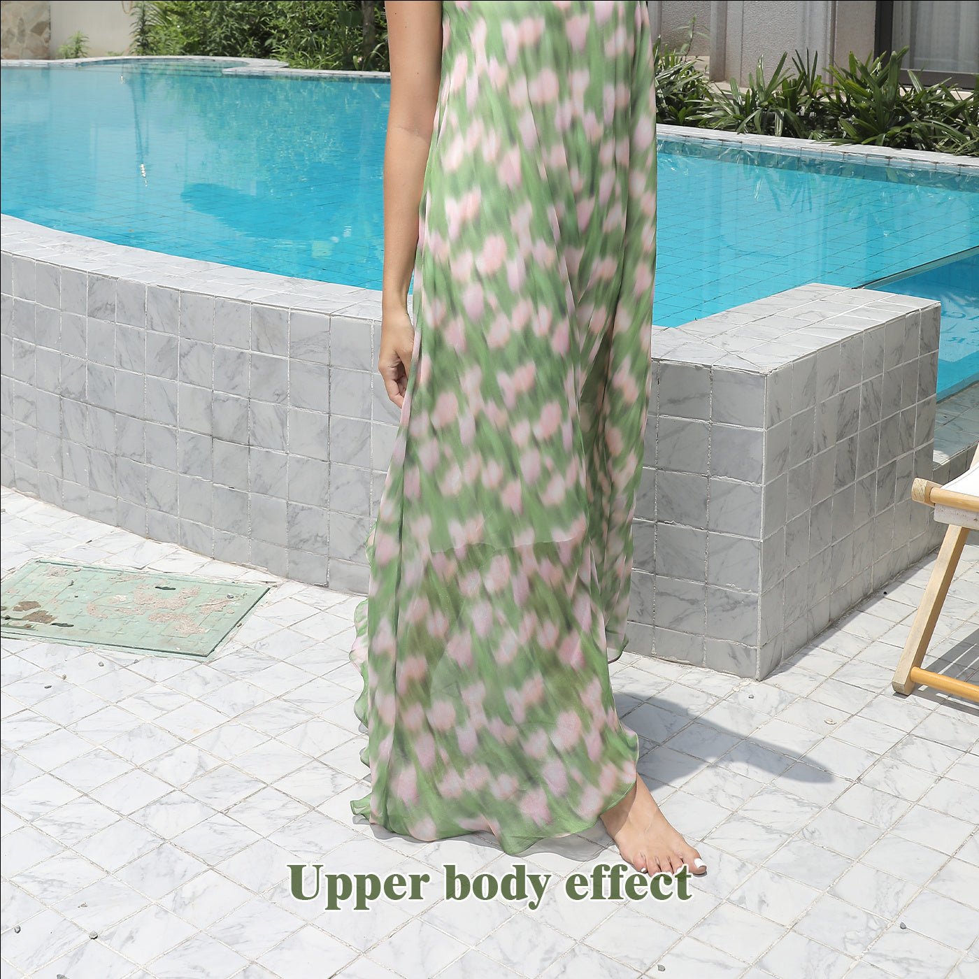 Green and Pink Halter Neck Floral Maxi Dress for Women | Dress - KOZHIKO