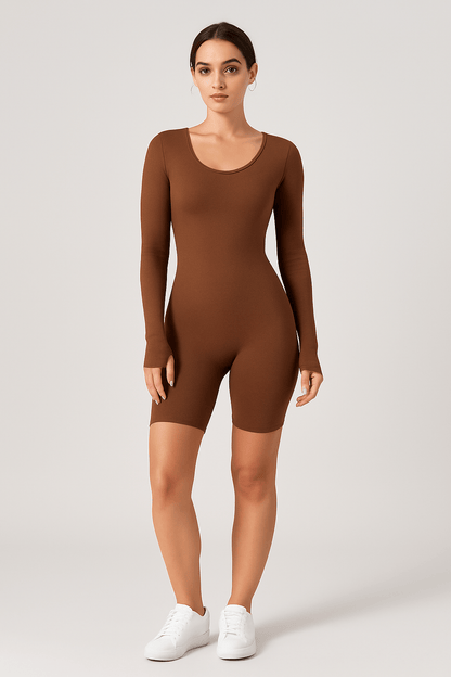 Long Sleeve Ribbed Slimming Bodysuit for Women | Shapewear - KOZHIKO