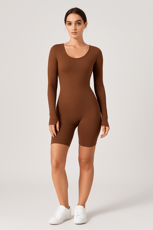 Long Sleeve Ribbed Slimming Bodysuit for Women | Shapewear - KOZHIKO