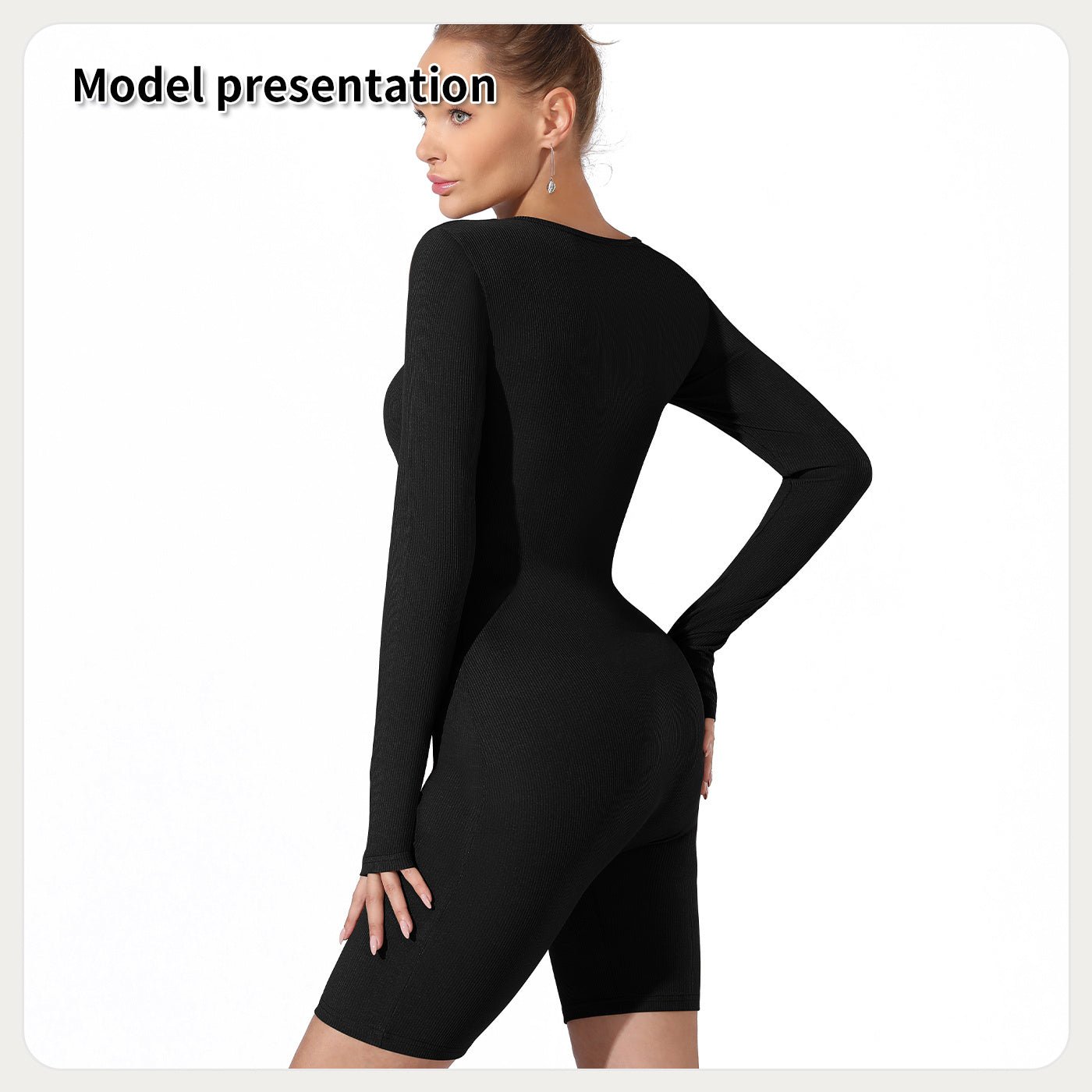 Long Sleeve Ribbed Slimming Bodysuit for Women | Shapewear - KOZHIKO