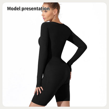 Long Sleeve Ribbed Slimming Bodysuit for Women | Shapewear - KOZHIKO