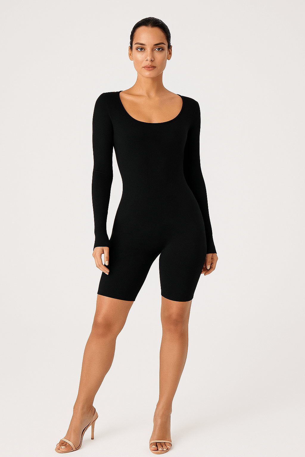 Long Sleeve Ribbed Slimming Bodysuit for Women | Shapewear - KOZHIKO