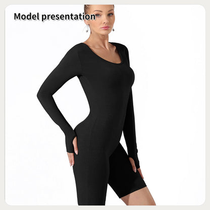 Long Sleeve Ribbed Slimming Bodysuit for Women | Shapewear - KOZHIKO