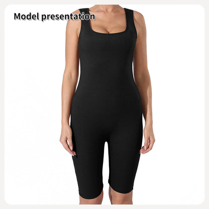 Sleeveless Ribbed One - Piece Bodysuit with Wide Straps for Women | Shapewear - KOZHIKO