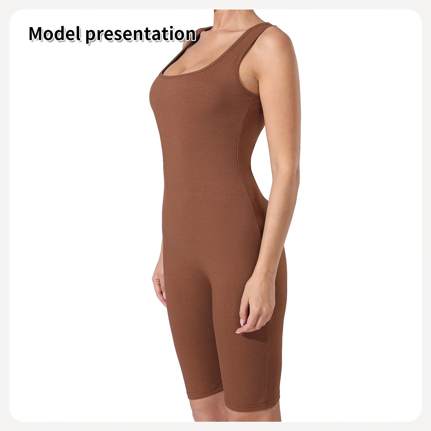 Sleeveless Ribbed One - Piece Bodysuit with Wide Straps for Women | Shapewear - KOZHIKO