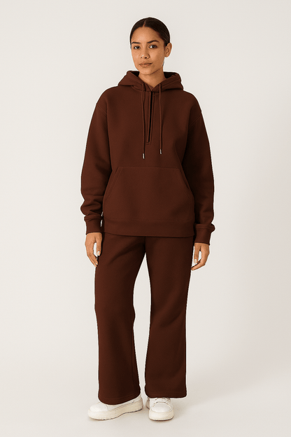 Solid Color Sweatshirt and Pants Set for Women – Casual Long Sleeve Loungewear | Outfit & Sets - KOZHIKO