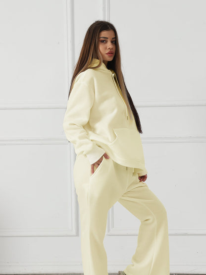 Solid Color Sweatshirt and Pants Set for Women – Casual Long Sleeve Loungewear | Outfit & Sets - KOZHIKO