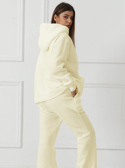 Solid Color Sweatshirt and Pants Set for Women – Casual Long Sleeve Loungewear | Outfit & Sets - KOZHIKO