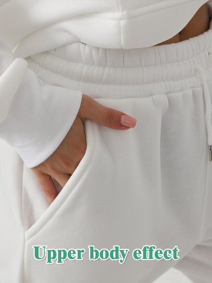 Solid Color Sweatshirt and Pants Set for Women – Casual Long Sleeve Loungewear | Outfit & Sets - KOZHIKO