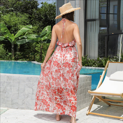 V - Neck Short Sleeve Belted Summer Dress for Women | Dress - KOZHIKO