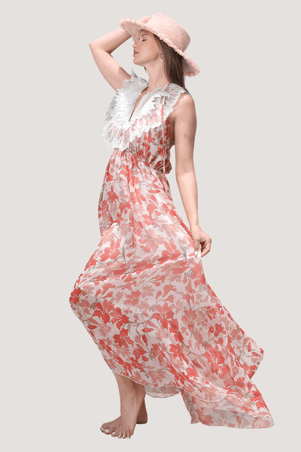 V - Neck Short Sleeve Belted Summer Dress for Women | Dress - KOZHIKO