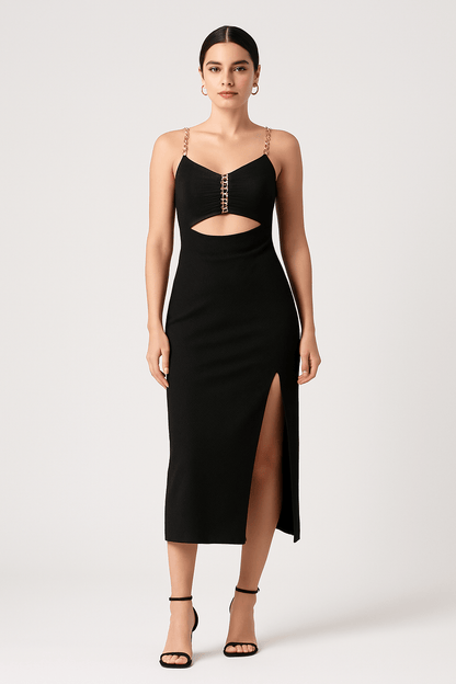Women's Halter Sleeveless Split Midi Dress | Dress - KOZHIKO