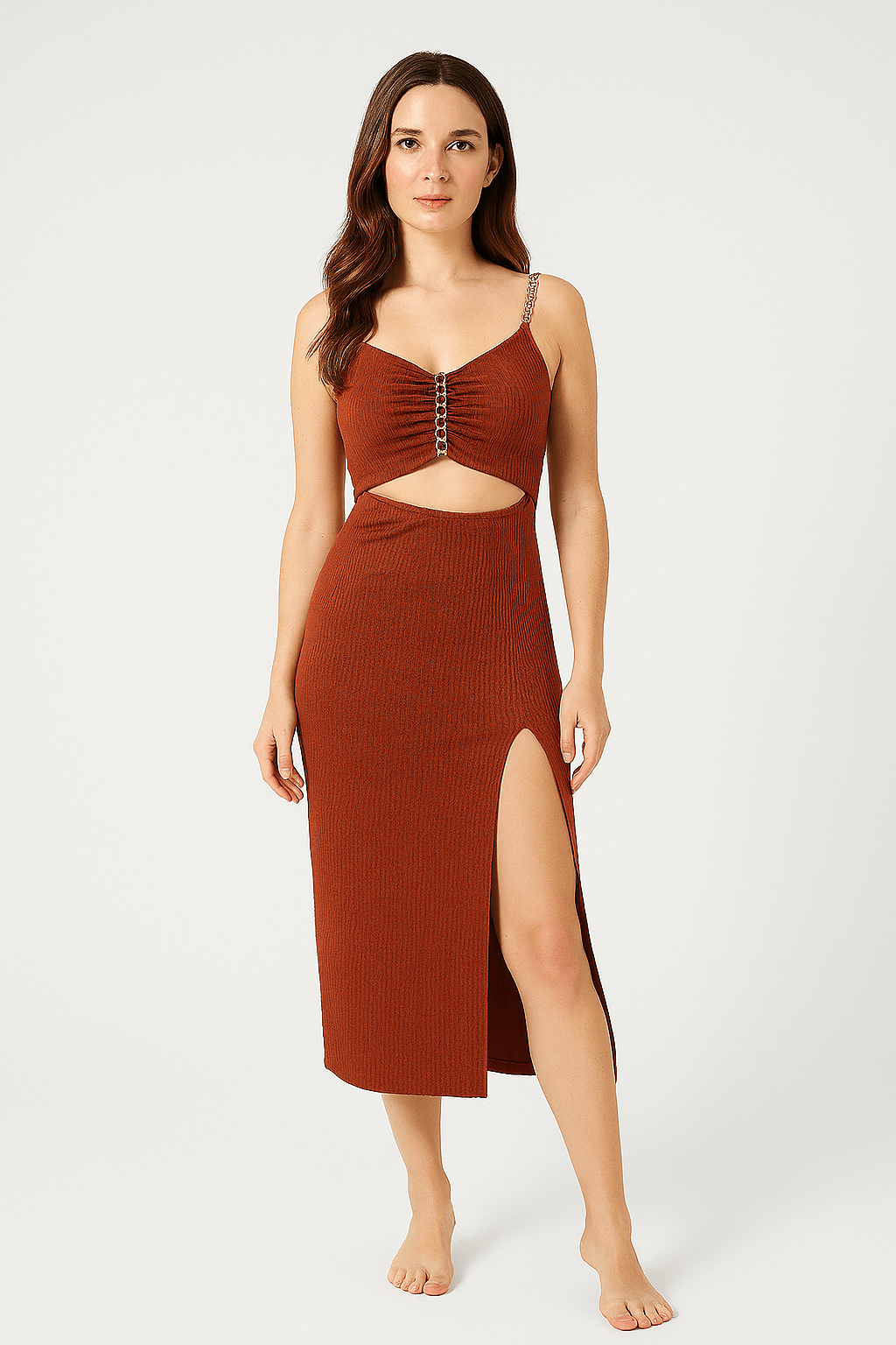 Women's Halter Sleeveless Split Midi Dress | Dress - KOZHIKO