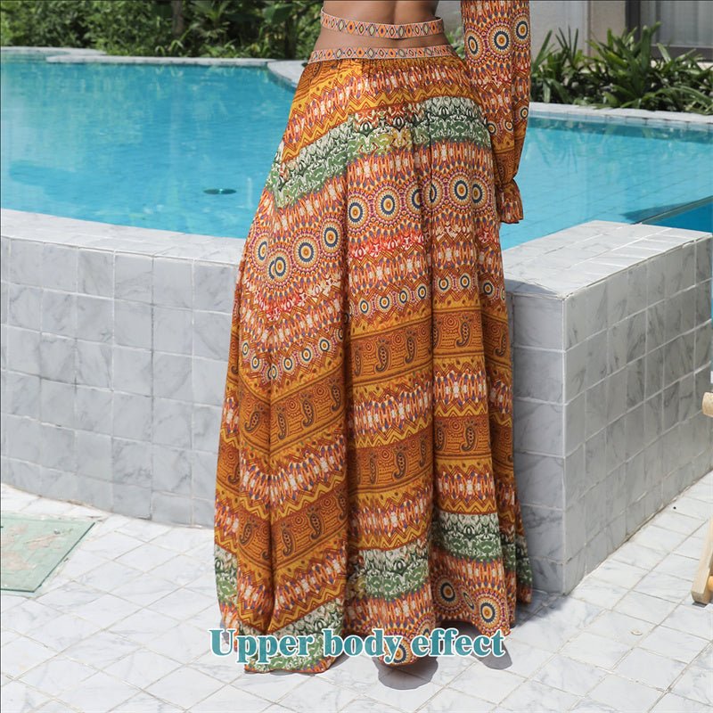 Women's Long Sleeve Floral Maxi Dress with Large Hem | Dress - KOZHIKO