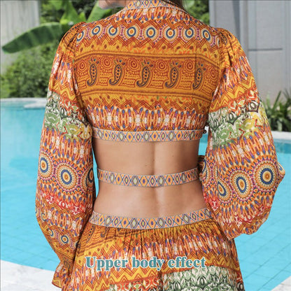 Women's Long Sleeve Floral Maxi Dress with Large Hem | Dress - KOZHIKO