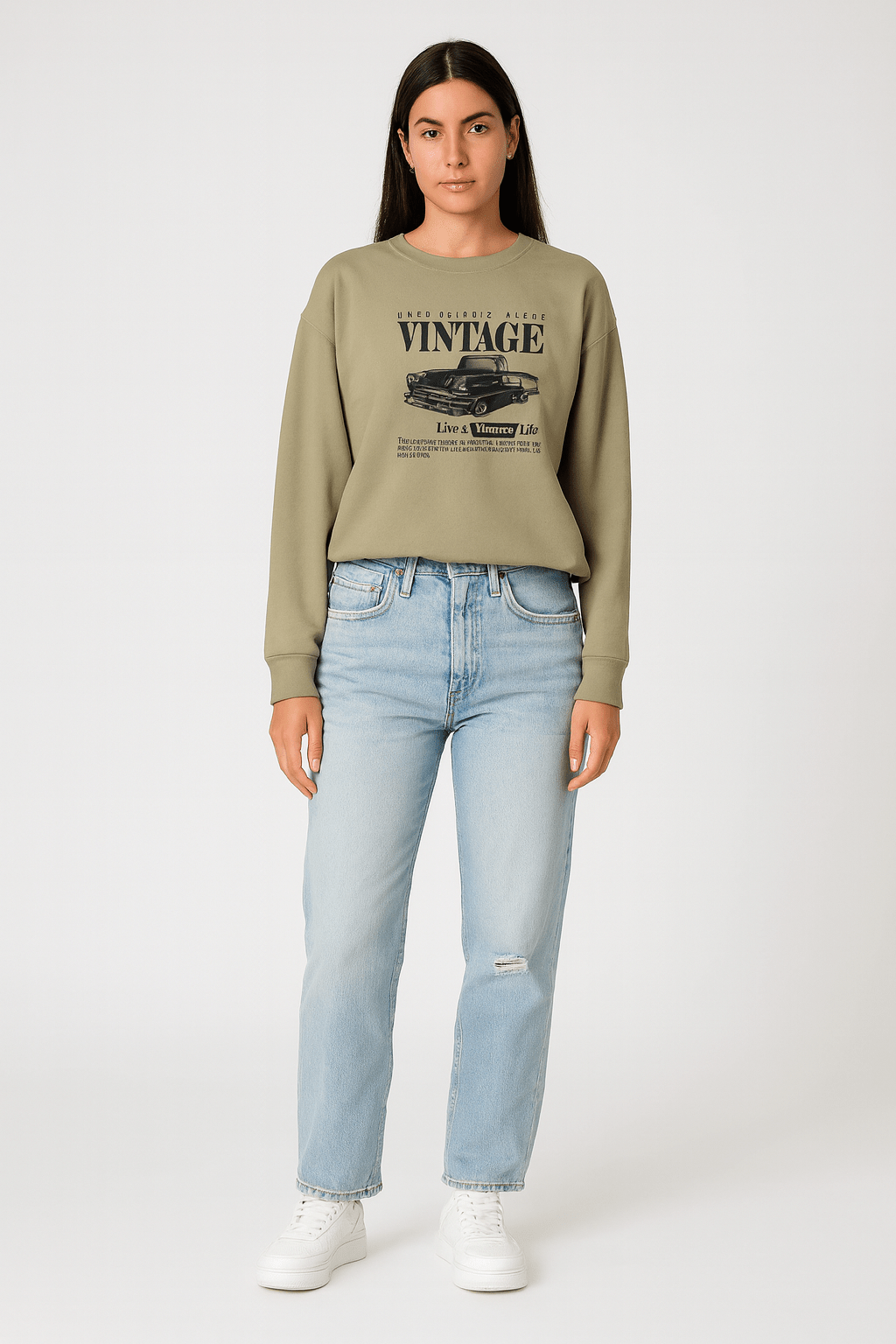 Women’s Printed Solid Color Long Sleeve Sweatshirt | Outerwear & Jackets - KOZHIKO