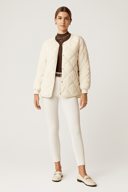 Women's Quilted Diamond Pattern Button - Up Casual Coat | Outerwear & Jackets - KOZHIKO