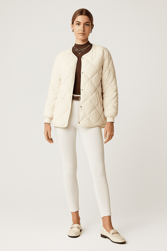 Women's Quilted Diamond Pattern Button - Up Casual Coat | Outerwear & Jackets - KOZHIKO