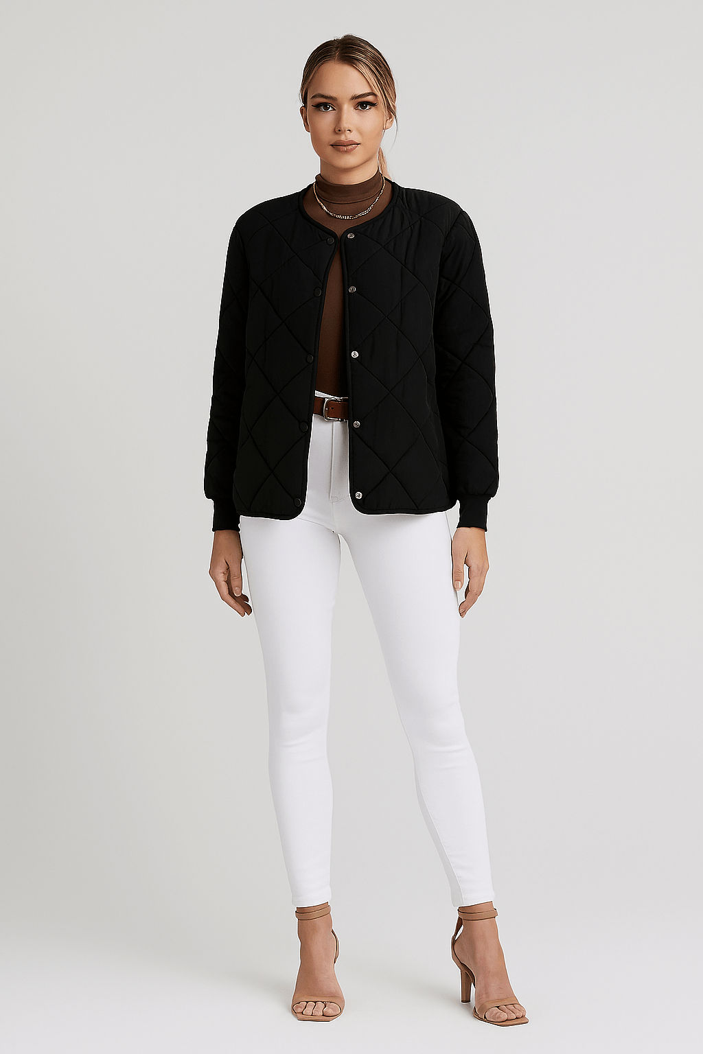 Women's Quilted Diamond Pattern Button - Up Casual Coat | Outerwear & Jackets - KOZHIKO