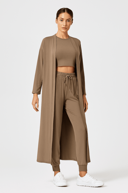 Women's Slim - Fit Knit Sports Set – Vest, Jacket & Trousers 3 - Piece Outfit | Outfit & Sets - KOZHIKO