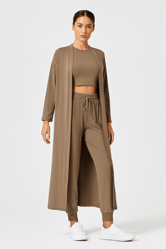 Women's Slim - Fit Knit Sports Set – Vest, Jacket & Trousers 3 - Piece Outfit | Outfit & Sets - KOZHIKO