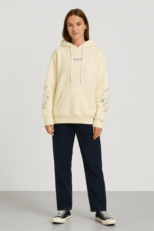 Women’s Solid Color Floral Print Hoodie | Outerwear & Jackets - KOZHIKO