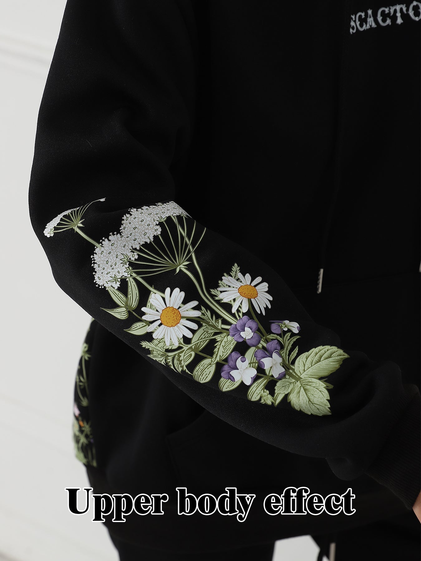 Women’s Solid Color Floral Print Hoodie | Outerwear & Jackets - KOZHIKO