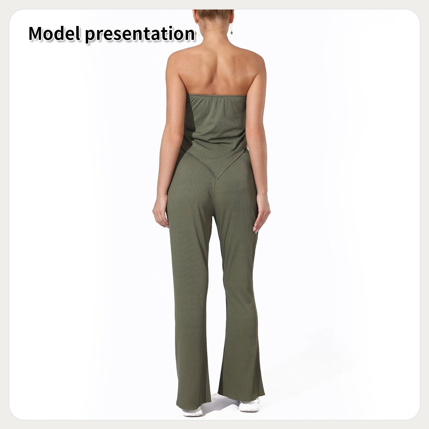 Women's Strapless Top and High Waist Pants Set | Outfit & Sets - KOZHIKO