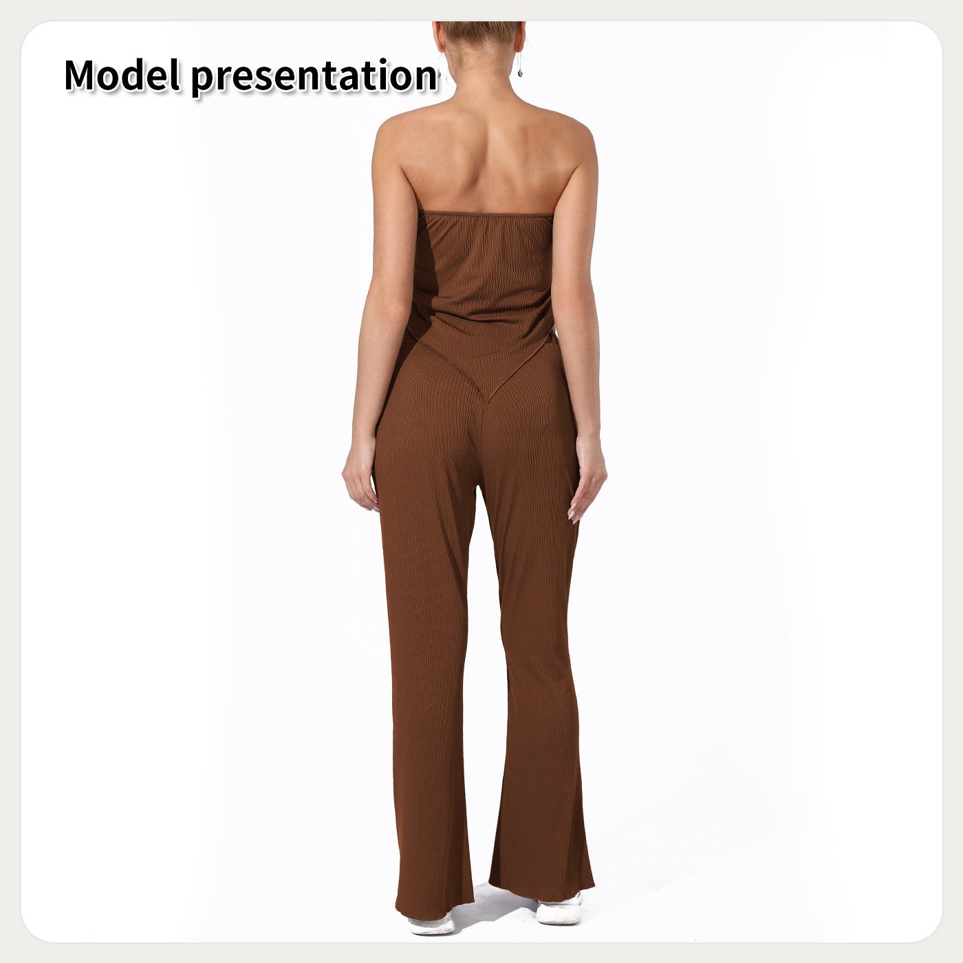 Women's Strapless Top and High Waist Pants Set | Outfit & Sets - KOZHIKO