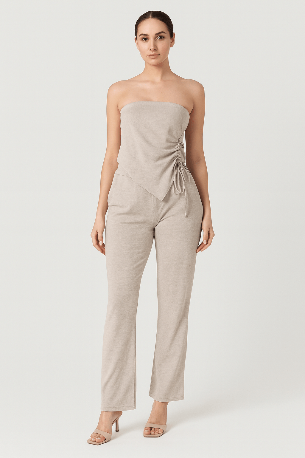 Women's Strapless Top and High Waist Pants Set | Outfit & Sets - KOZHIKO