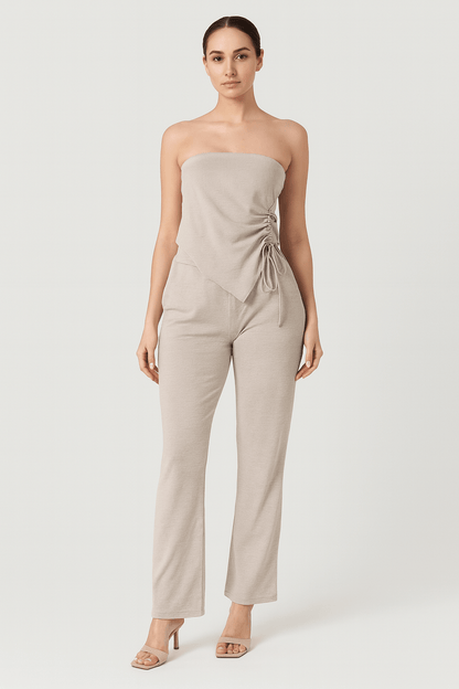 Women's Strapless Top and High Waist Pants Set | Outfit & Sets - KOZHIKO