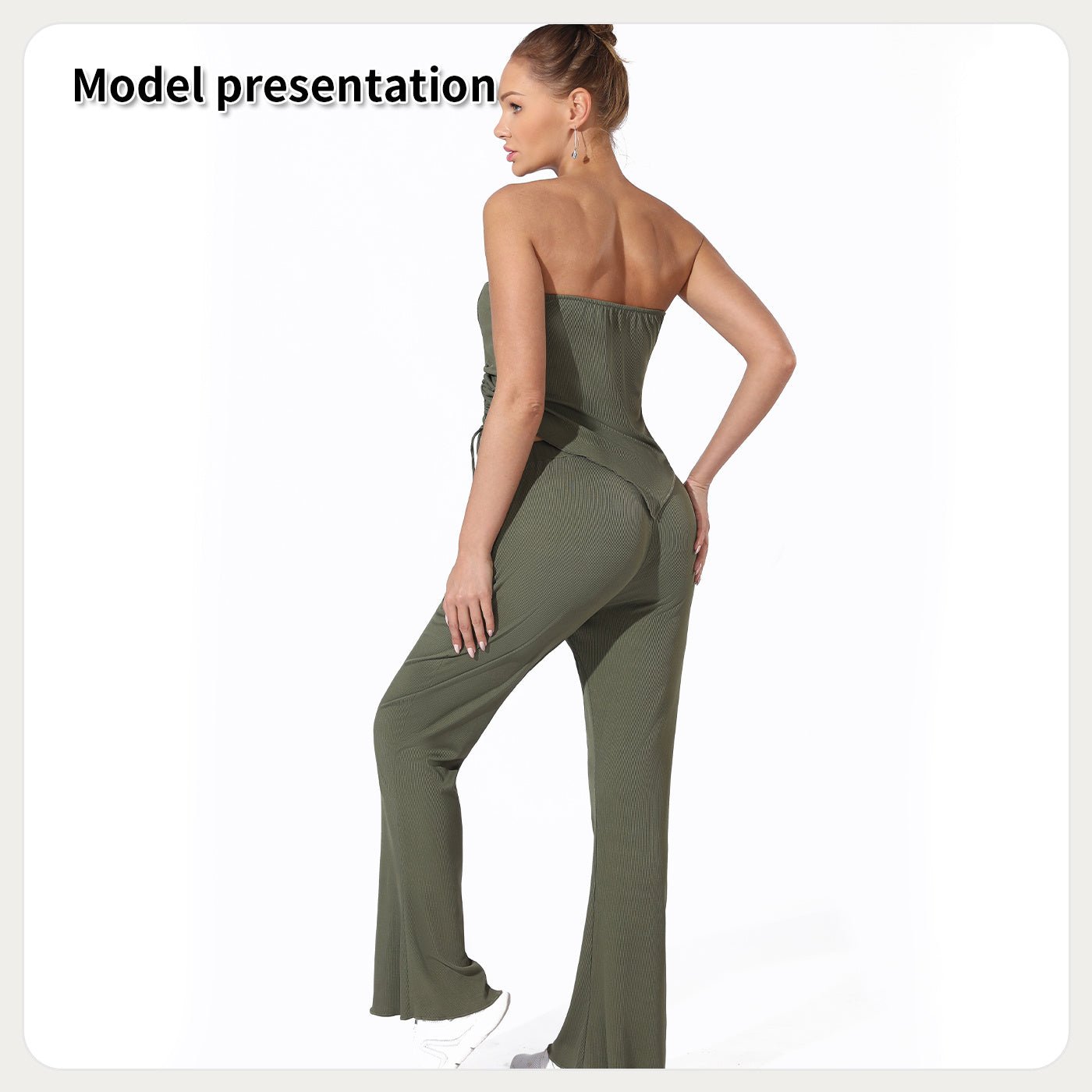 Women's Strapless Top and High Waist Pants Set | Outfit & Sets - KOZHIKO
