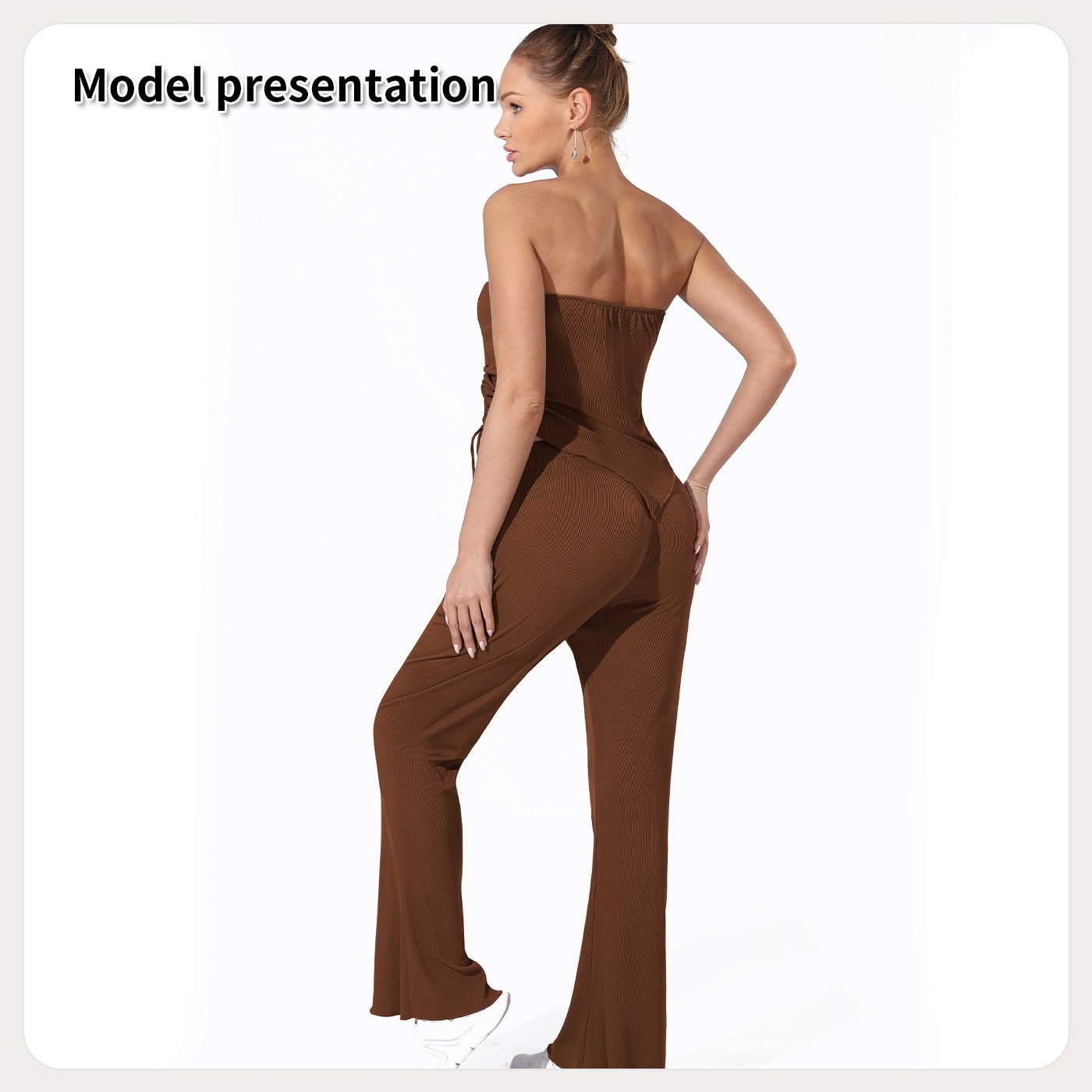 Women's Strapless Top and High Waist Pants Set | Outfit & Sets - KOZHIKO