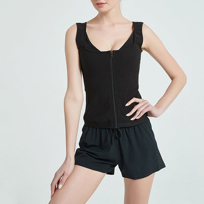 Women's Zip Front Tank Top Shapewear with Sweat - Enhancing Lining | Shapewear - KOZHIKO