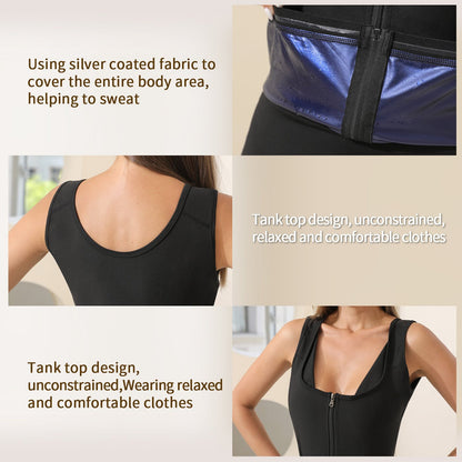Women's Zip Front Tank Top Shapewear with Sweat - Enhancing Lining | Shapewear - KOZHIKO