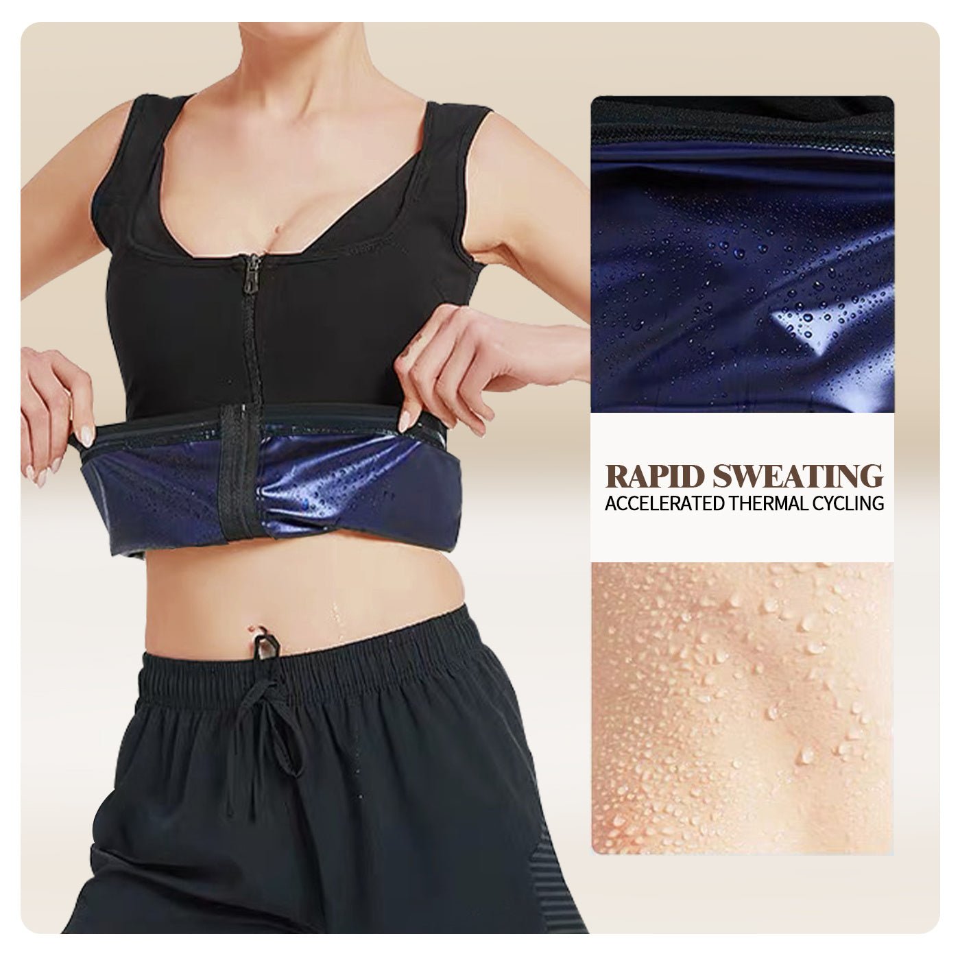 Women's Zip Front Tank Top Shapewear with Sweat - Enhancing Lining | Shapewear - KOZHIKO