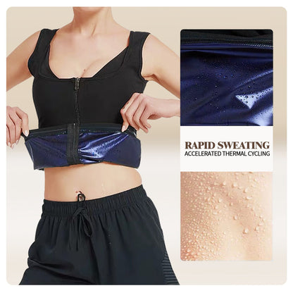 Women's Zip Front Tank Top Shapewear with Sweat - Enhancing Lining | Shapewear - KOZHIKO