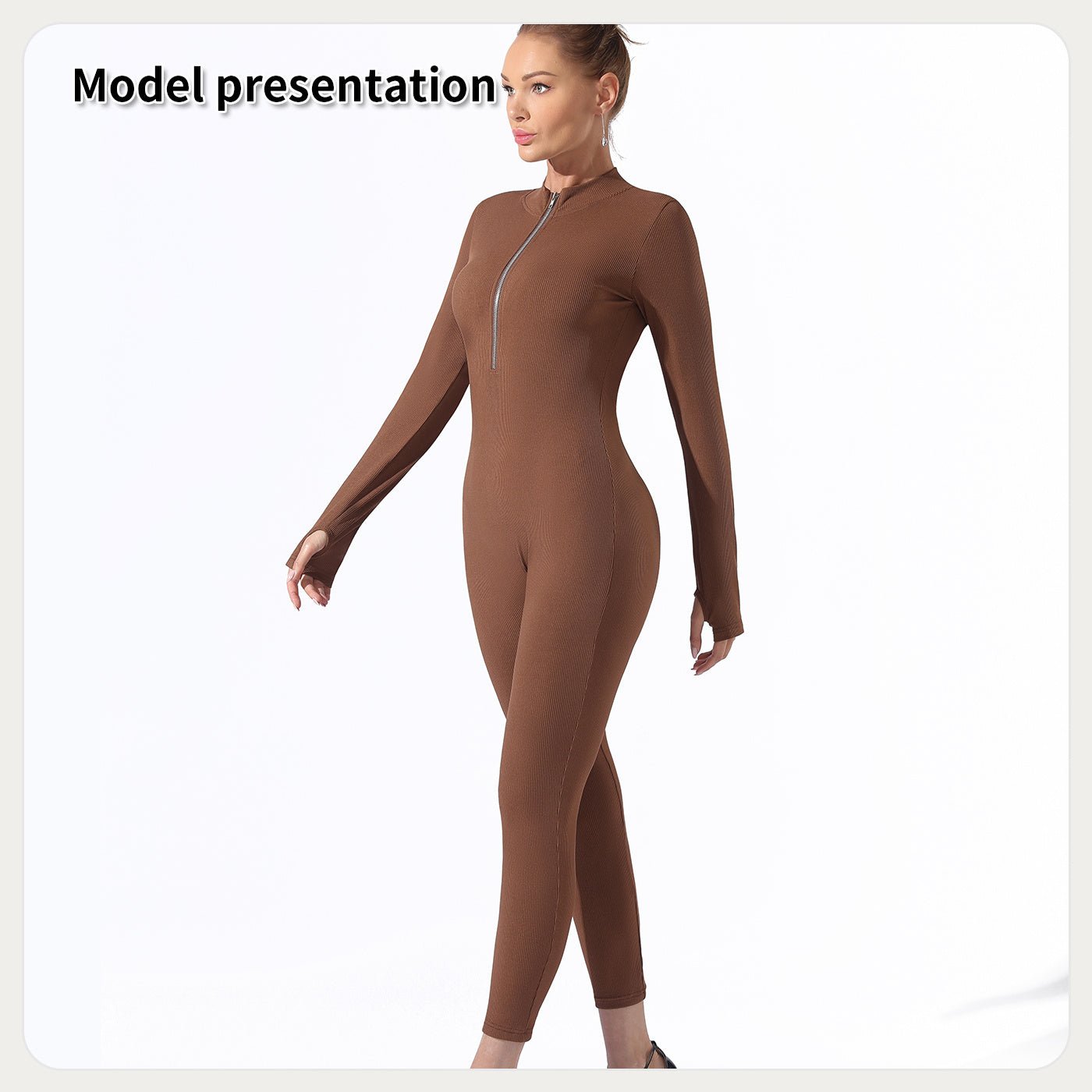 Zip - Up Long Sleeve Full Body Shaping Jumpsuit for Women | Shapewear - KOZHIKO
