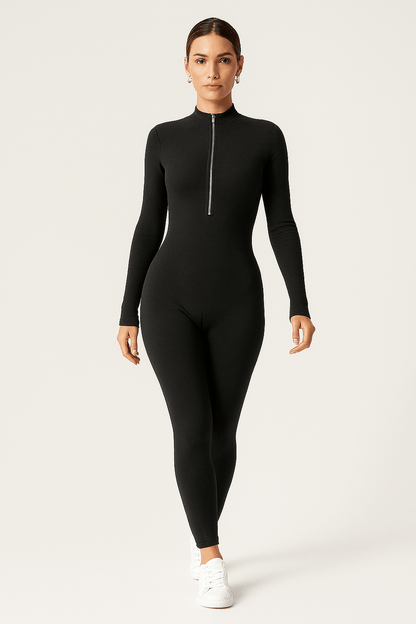 Zip - Up Long Sleeve Full Body Shaping Jumpsuit for Women | Shapewear - KOZHIKO